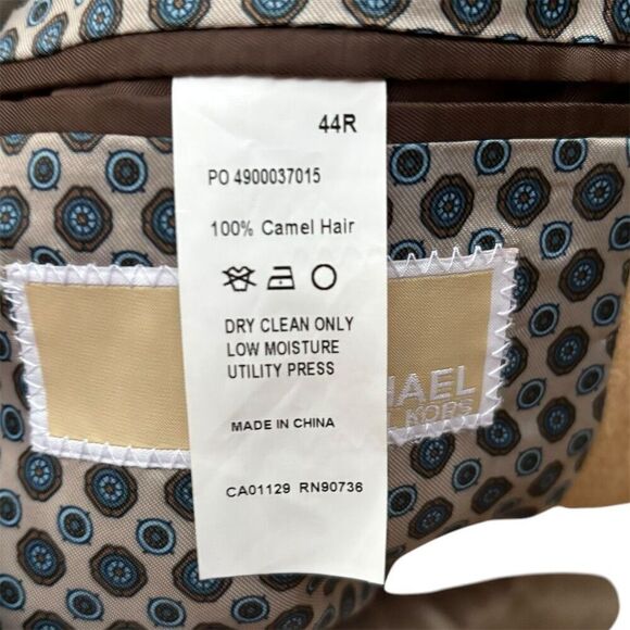 Michael Kors Men's Brown 100% Camel Hair Blazer Size 44 Formal Two-Button - Picture 9 of 9